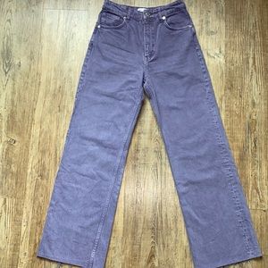 Zara washed purple high waisted  straight leg mom jeans with raw hem size 6